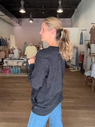 Black Acid Wash Pullover