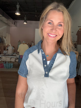 Denim Button Top