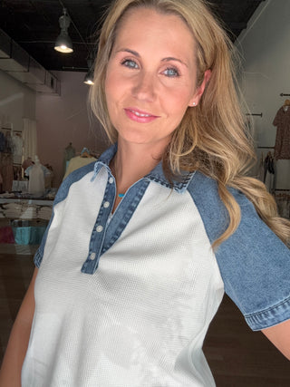 Denim Button Top