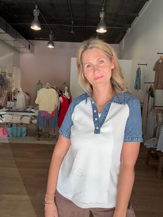 Denim Button Top