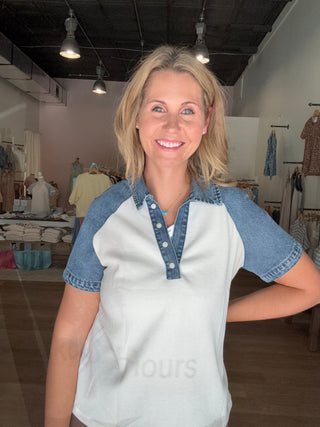 Denim Button Top