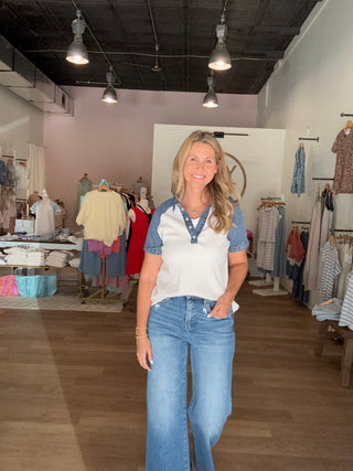 Denim Button Top