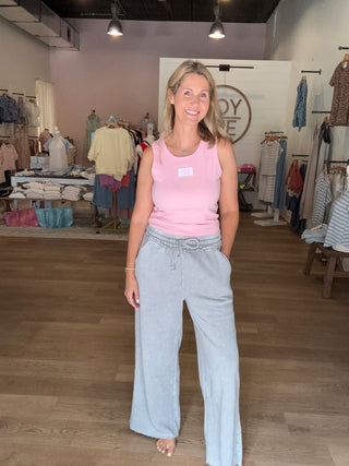 Grey Acid Wash Fleece Sweatpant