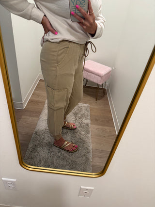 Risen Brand- Comfy cargo khaki pant