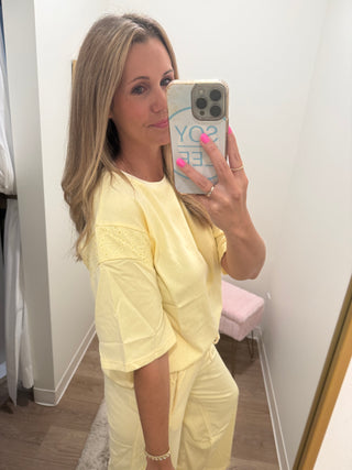 Two Piece Yellow Eyelet Set
