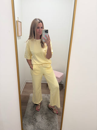 Two Piece Yellow Eyelet Set