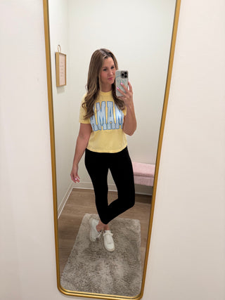 Crop Yellow Mama tee
