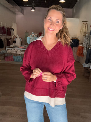 Deep Burgundy Fall Sweater