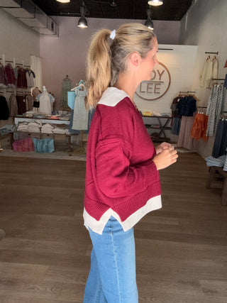 Deep Burgundy Fall Sweater