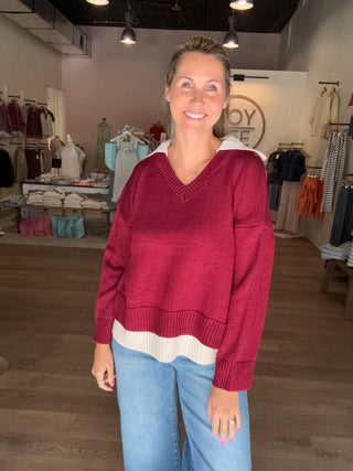 Deep Burgundy Fall Sweater