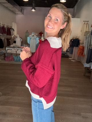 Deep Burgundy Fall Sweater