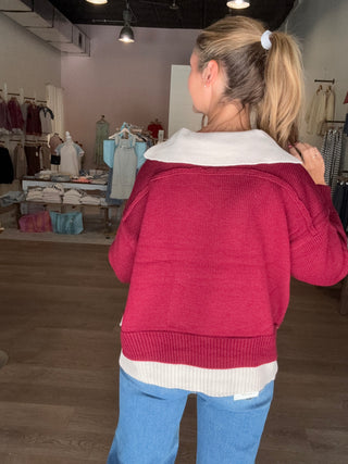 Deep Burgundy Fall Sweater