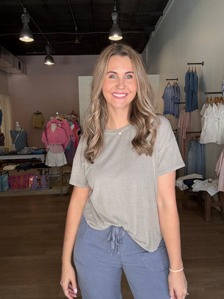 Ribbed soft grey top