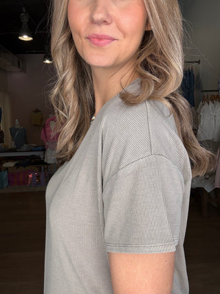 Ribbed soft grey top