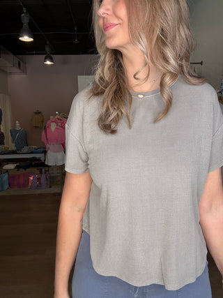 Ribbed soft grey top