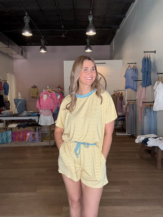 Yellow stripe two piece set