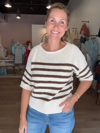 Brown Stripe Knit Sweater