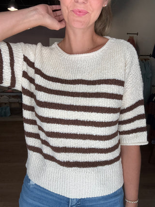 Brown Stripe Knit Sweater
