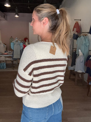 Brown Stripe Knit Sweater