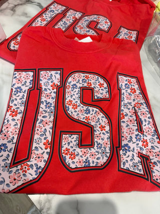 USA Floral Tee