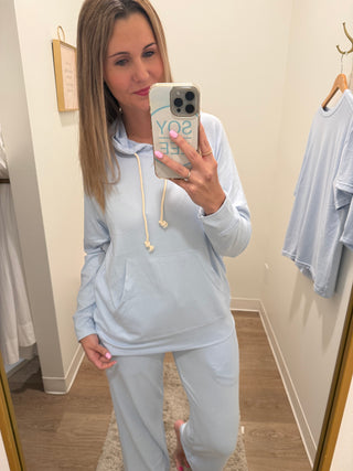 Mono B Brand soft blue hoodie pullover