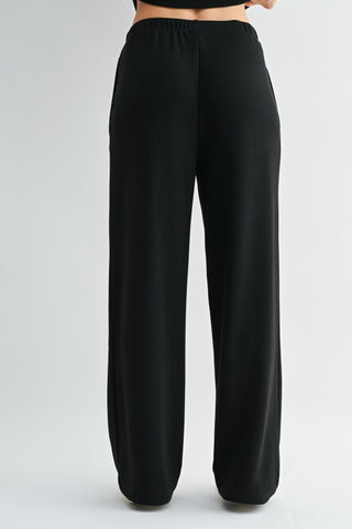 Plus Size Black Simple Scuba Wide-Leg Pant