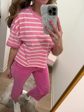 Pink with White Stripe top