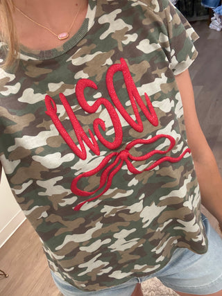 Camo USA Puff Designed Top