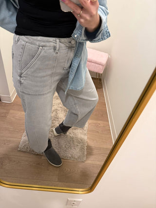 Risen Brand-Grey Barrel Jean