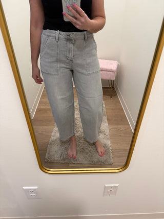 Risen Brand-Grey Barrel Jean