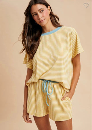 Yellow stripe two piece set
