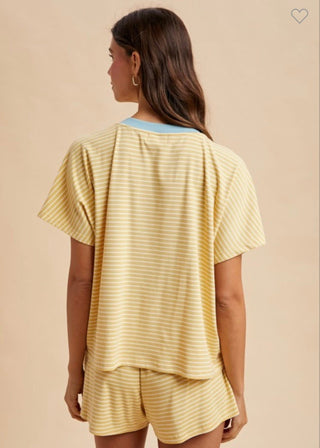 Yellow stripe two piece set