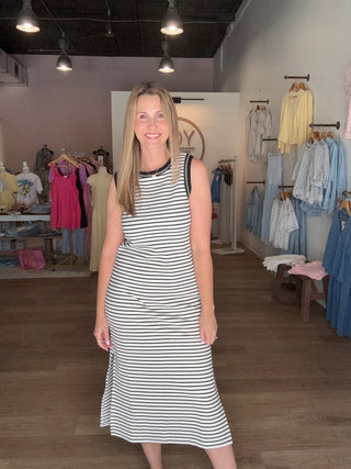 Black Stripe Casual Dress
