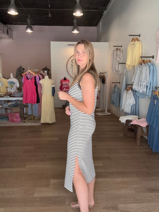 Black Stripe Casual Dress
