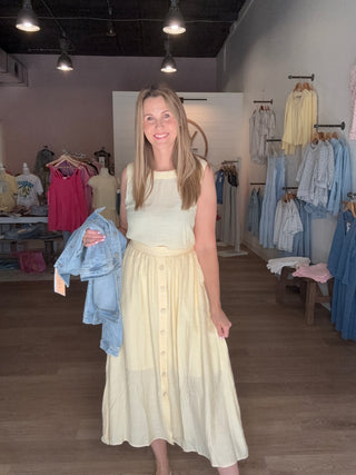 Pretty in Yellow Two Piece Skirt Set