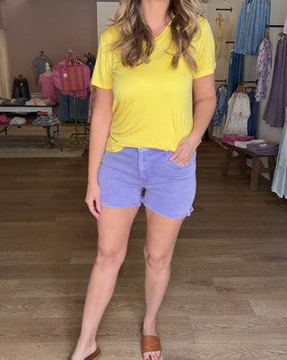 Purple Denim Short