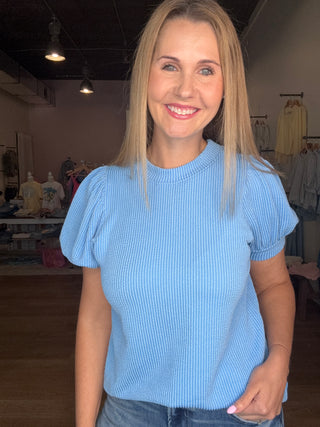 Bright Blue Corded Top