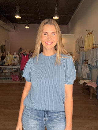 Blue Corded Top