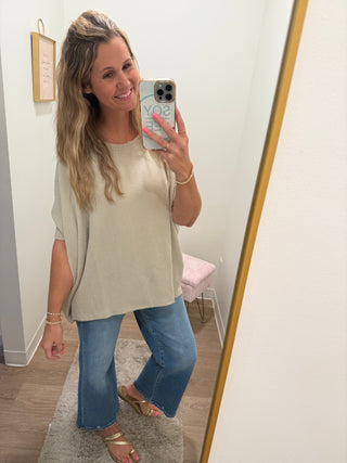 Light olive/taupe color oversized rib top
