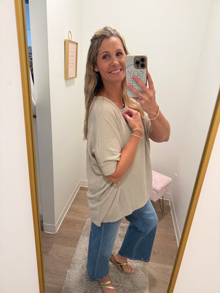 Light olive/taupe color oversized rib top