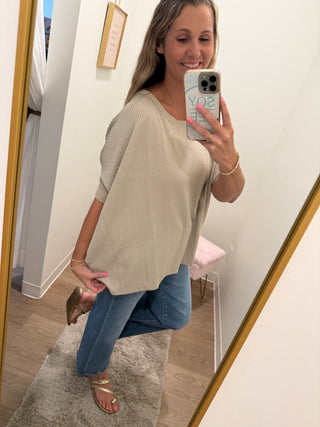 Light olive/taupe color oversized rib top