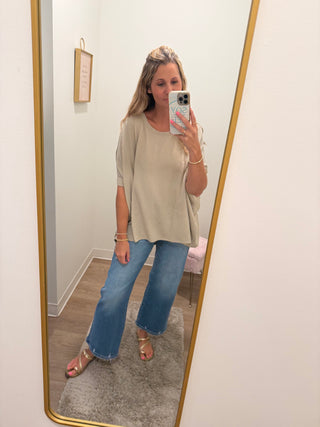 Light olive/taupe color oversized rib top