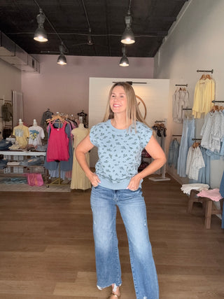 Pretty in Blue Floral Top