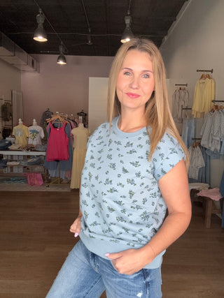 Pretty in Blue Floral Top