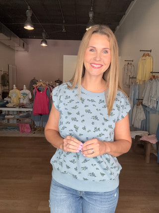 Pretty in Blue Floral Top
