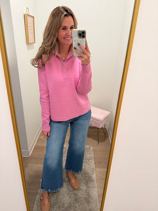 1/4 zip pink mockneck beautiful pink pullover