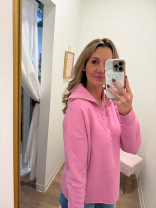 1/4 zip pink mockneck beautiful pink pullover