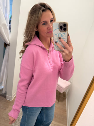 1/4 zip pink mockneck beautiful pink pullover