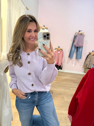 Super Cozy Solid Sweater Lavendar Cardigan