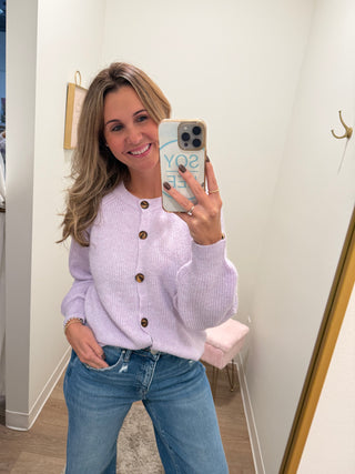 Super Cozy Solid Sweater Lavendar Cardigan